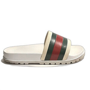 Gucci Sandals Pursuit Green Red Web Rubber Slides Made in Italy |